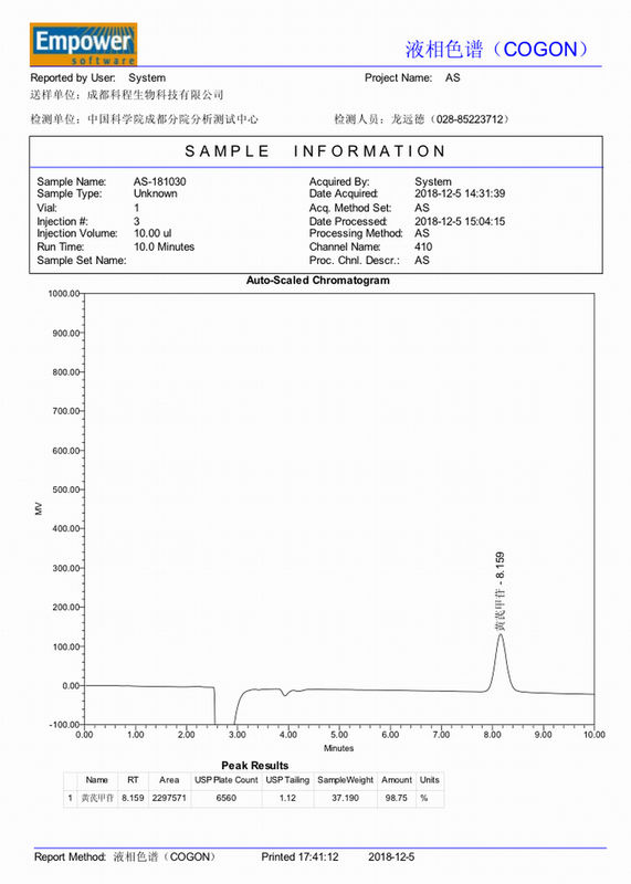Raiz do astrágalo de 98+% Astragaloside 4 anti - função pulmonar de melhoramento inflamatório HPLC-ELSD do coração